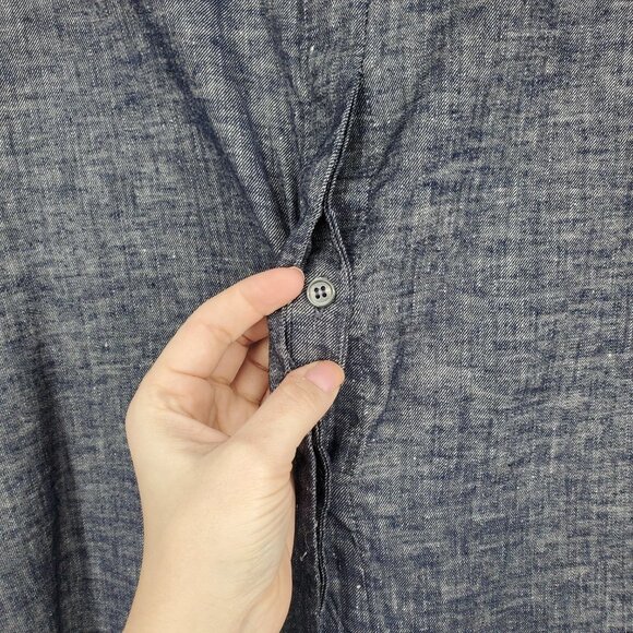 Theory Ofeliah Tierra Wash Pleated Tunic Top Blue Linen Blend Small - Picture 8 of 10